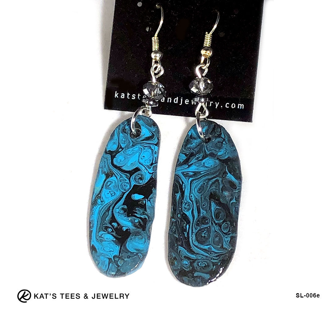 Large Turquoise and black slate earrings