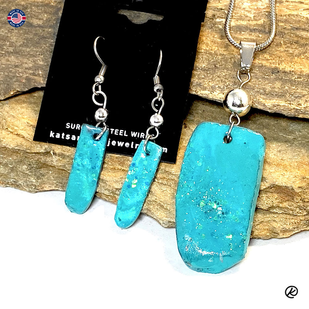 copy of Pretty pendant and earrings set made from slate