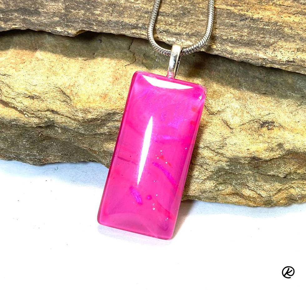 Pretty pink pendant in poured acrylics