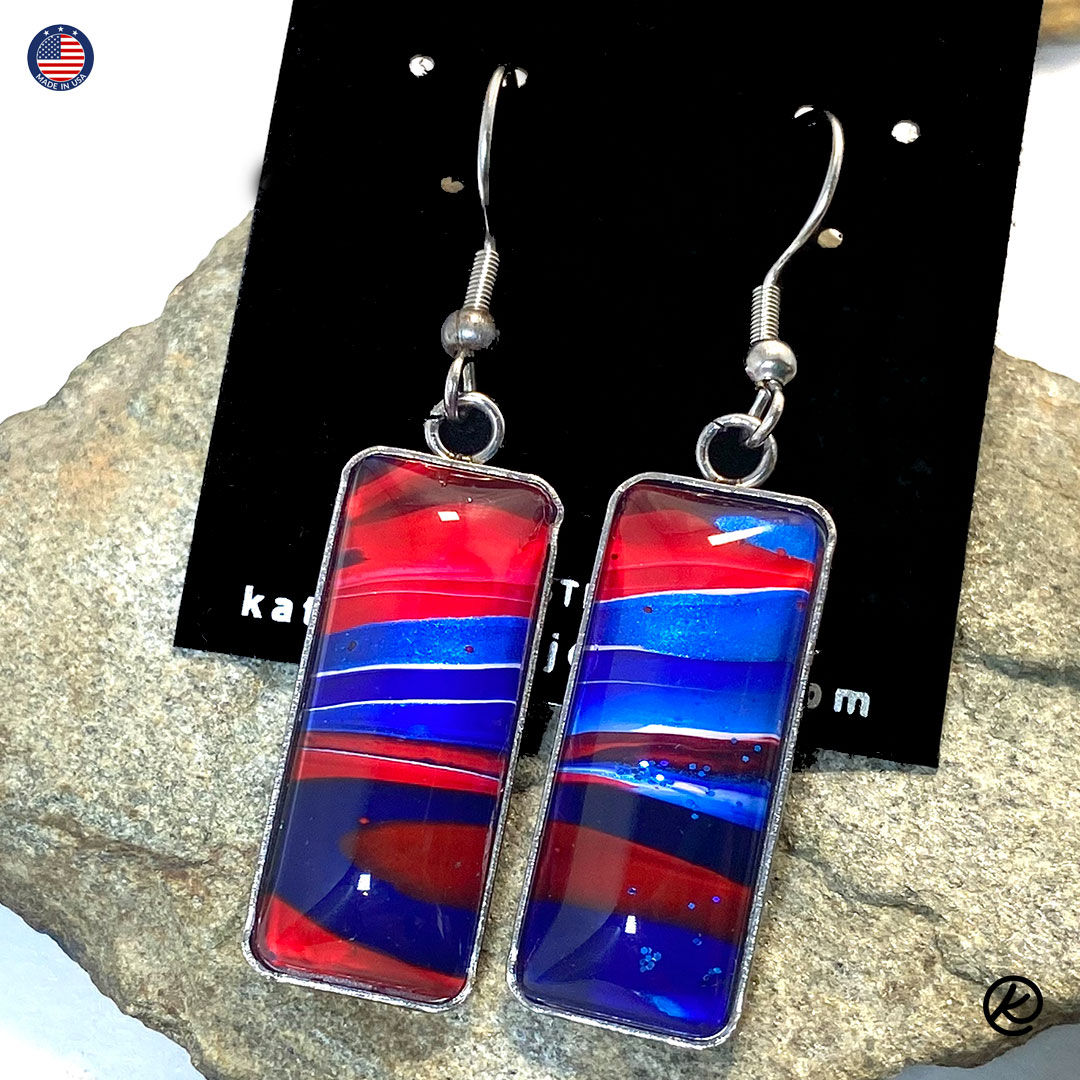 Patriotic poured acrylic earrings