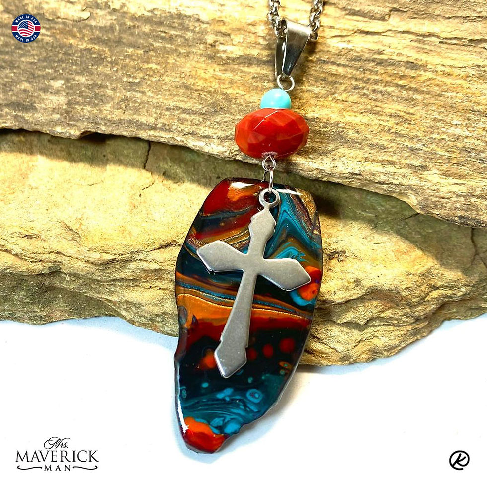 Thumbnail: Southwestern slate jewelry set w stainless steel crosses