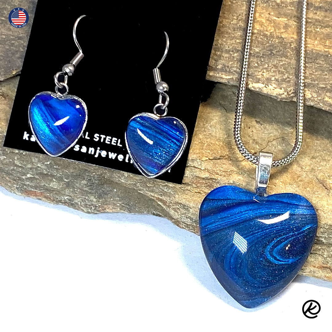 Heart pendant and earrings set