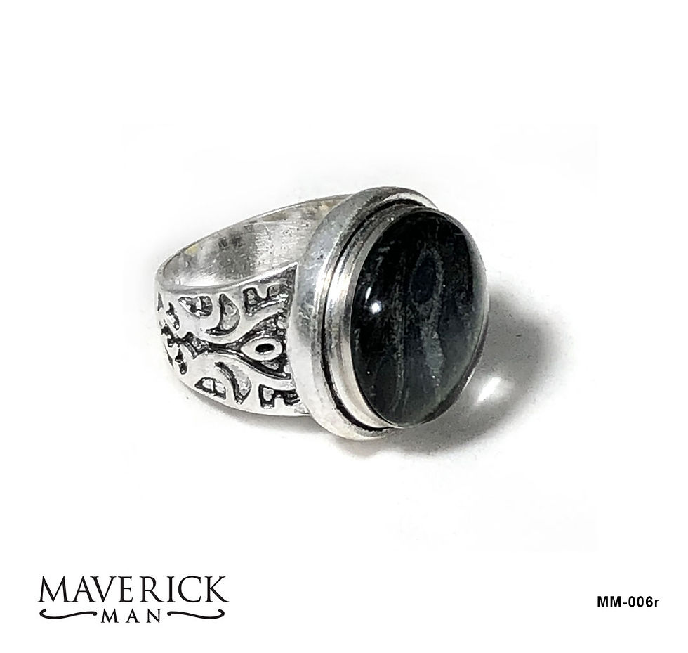 Thumbnail: Mens stainless steel ring in black and metallic platinum