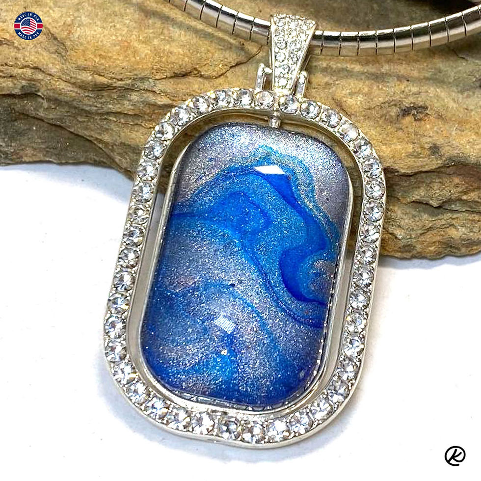 Thumbnail: Reversible pendant with hand painted stone
