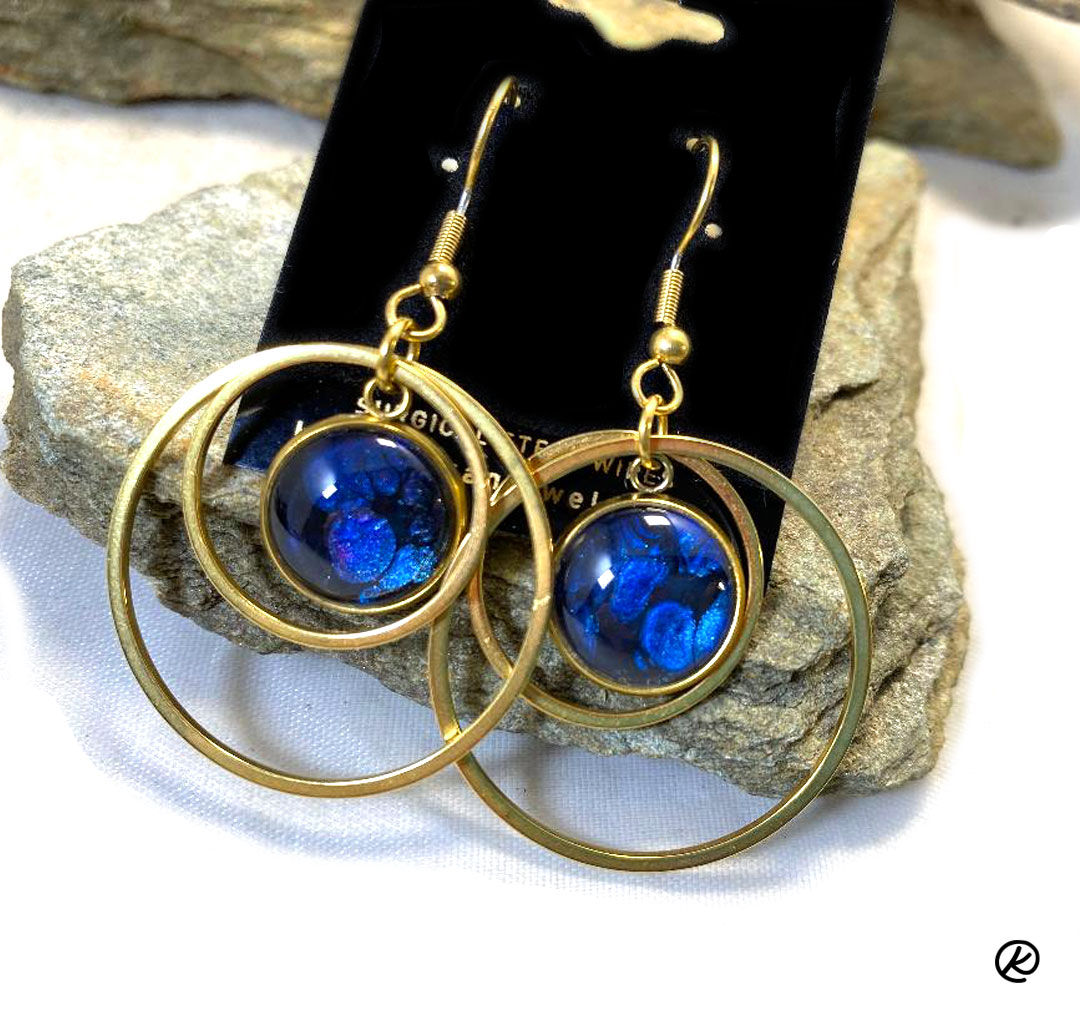 Sapphire blue earring in gold surgical steel - SET AVAILABLE