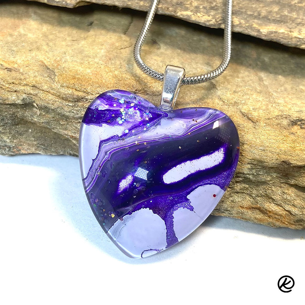Thumbnail: Large Purple Heart jewelry set