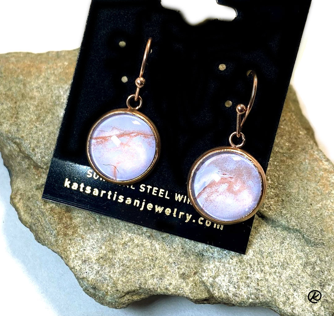 Lavender and rose gold earrings