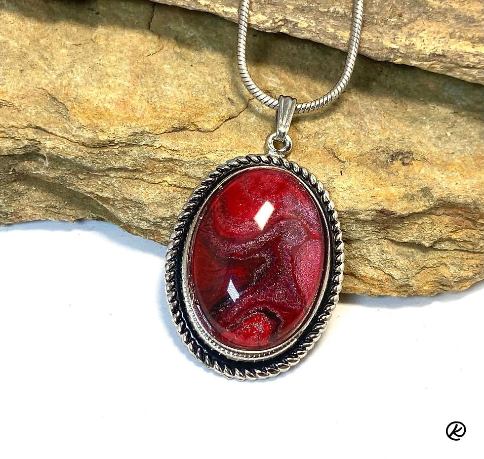 Thumbnail: Beautiful cherry red jewelry set from poured acrylics
