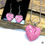 Thumbnail: Medium pink heart jewelry set