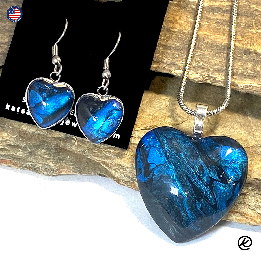Beautiful blue and black heart set