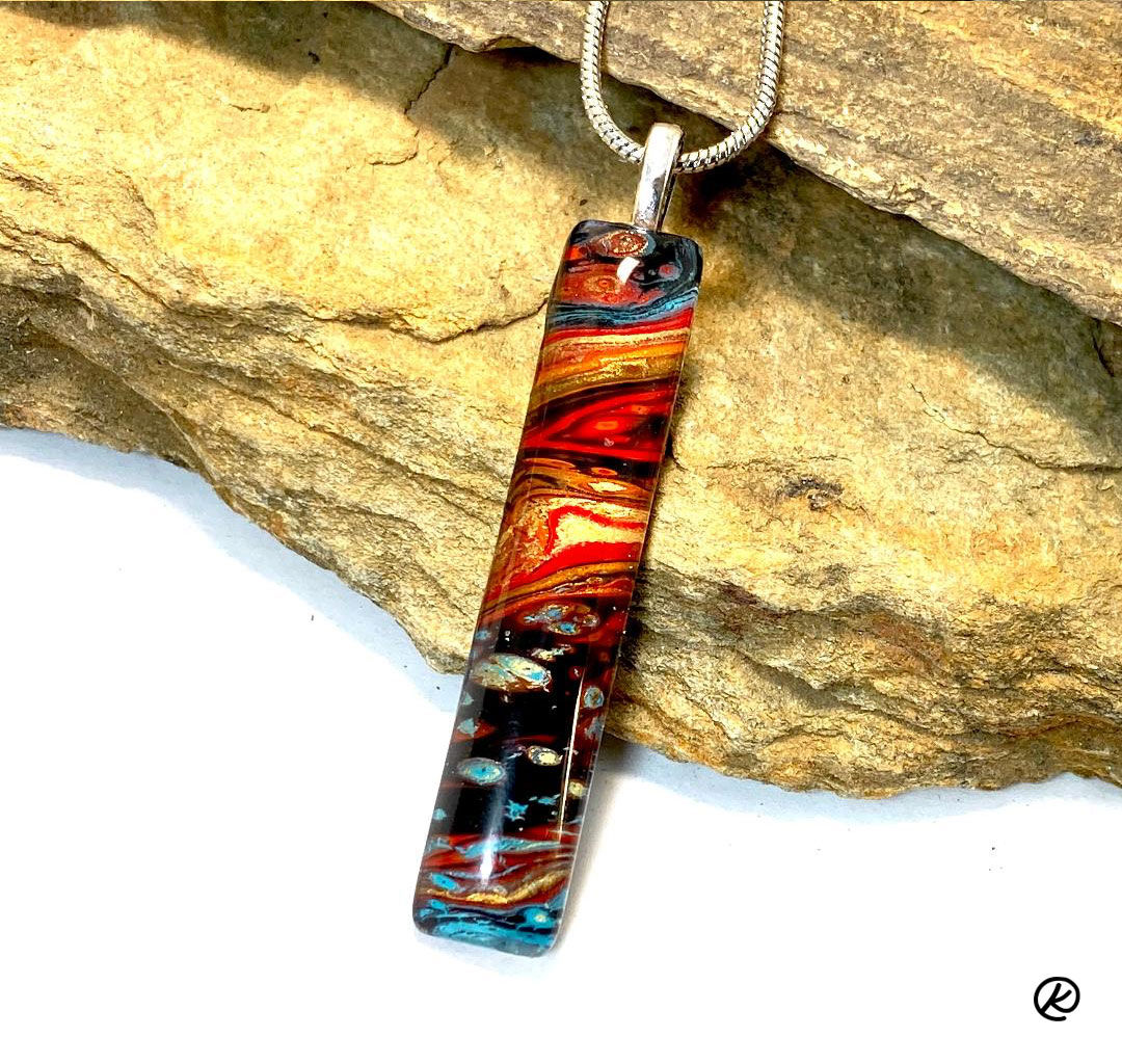 Long rectangle pendant in southwestern colors