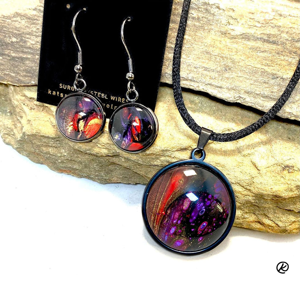 Beautiful jewelry set in black stainless steel