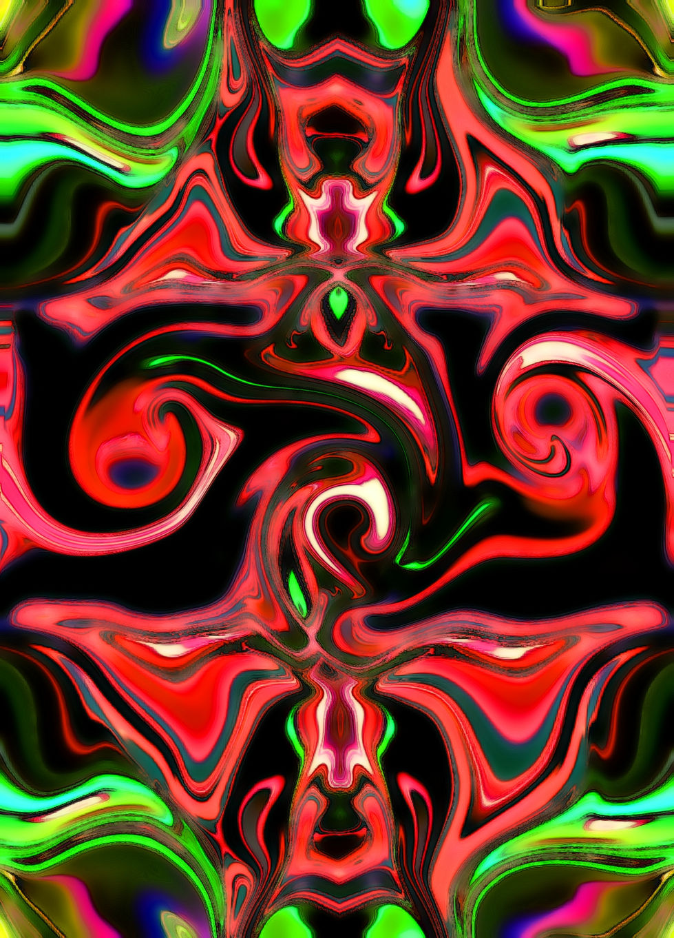 Serie de Retratos Abstractos: Los Demonios Internos. Inspirada en las gloriosas creaciones de Dios: el Tulipán Rojo y el Tulipán Abigarrado Rosa y Blanco.