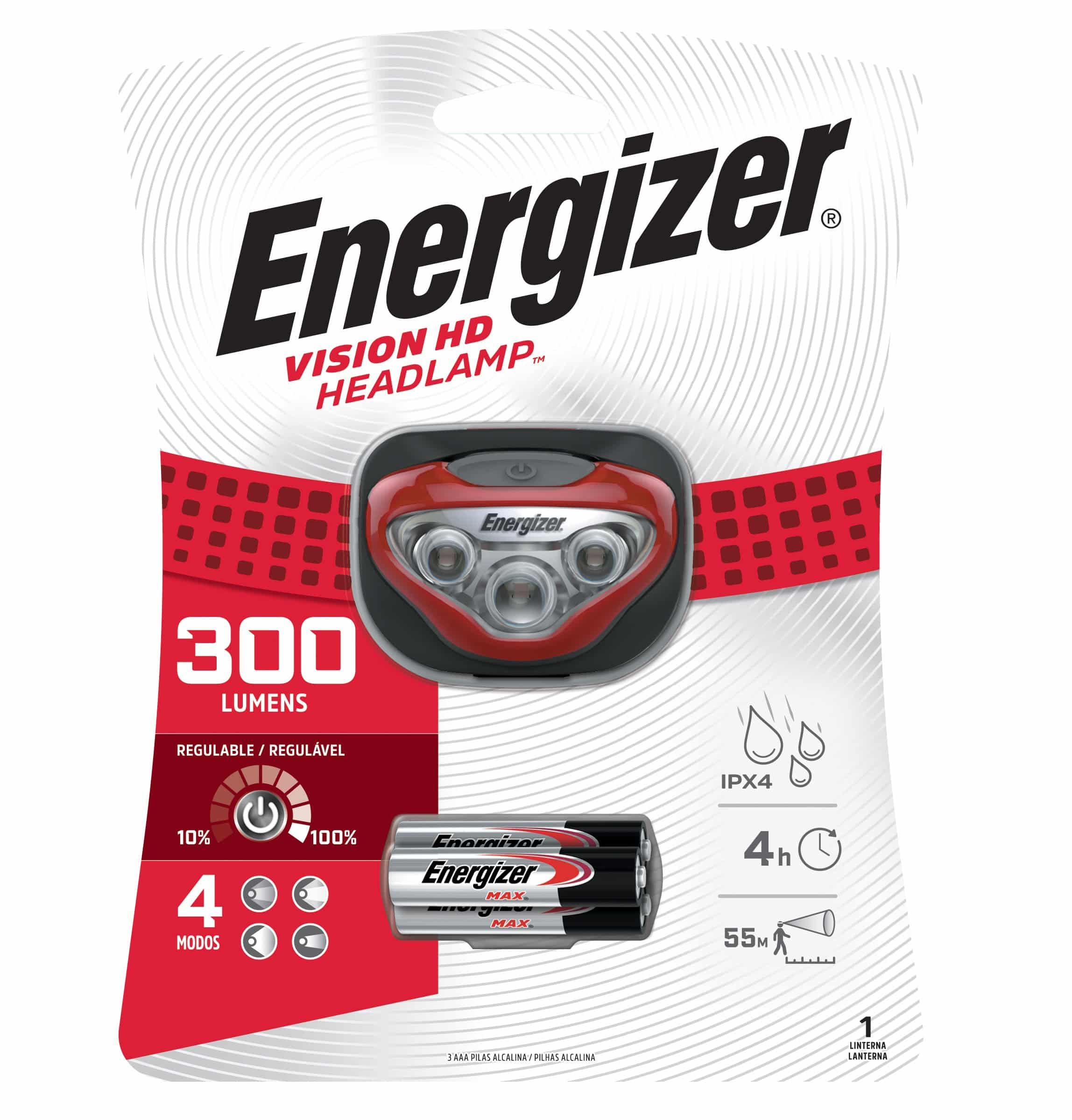 LINTERNA FRONTAL LED ENERGIZER 300 LUM MANOS LBRES