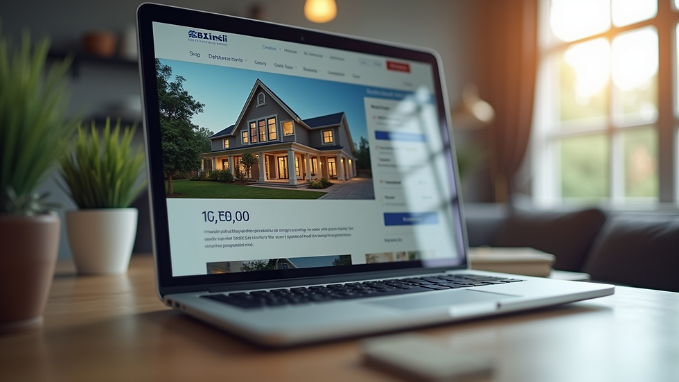 High angle view of a professional real estate listing on a laptop screen