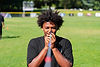Athlete performing a vision drill for concussion recovery