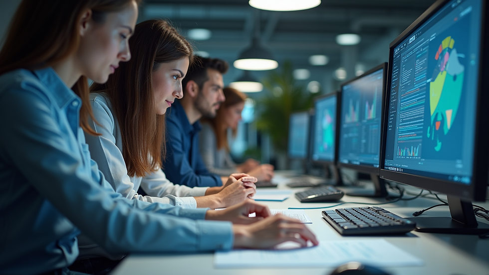 Eye-level view of a team collaborating on a custom IT solution