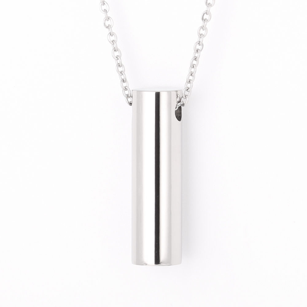 Contemporary Silver Capsule Cremation Ashes Necklace