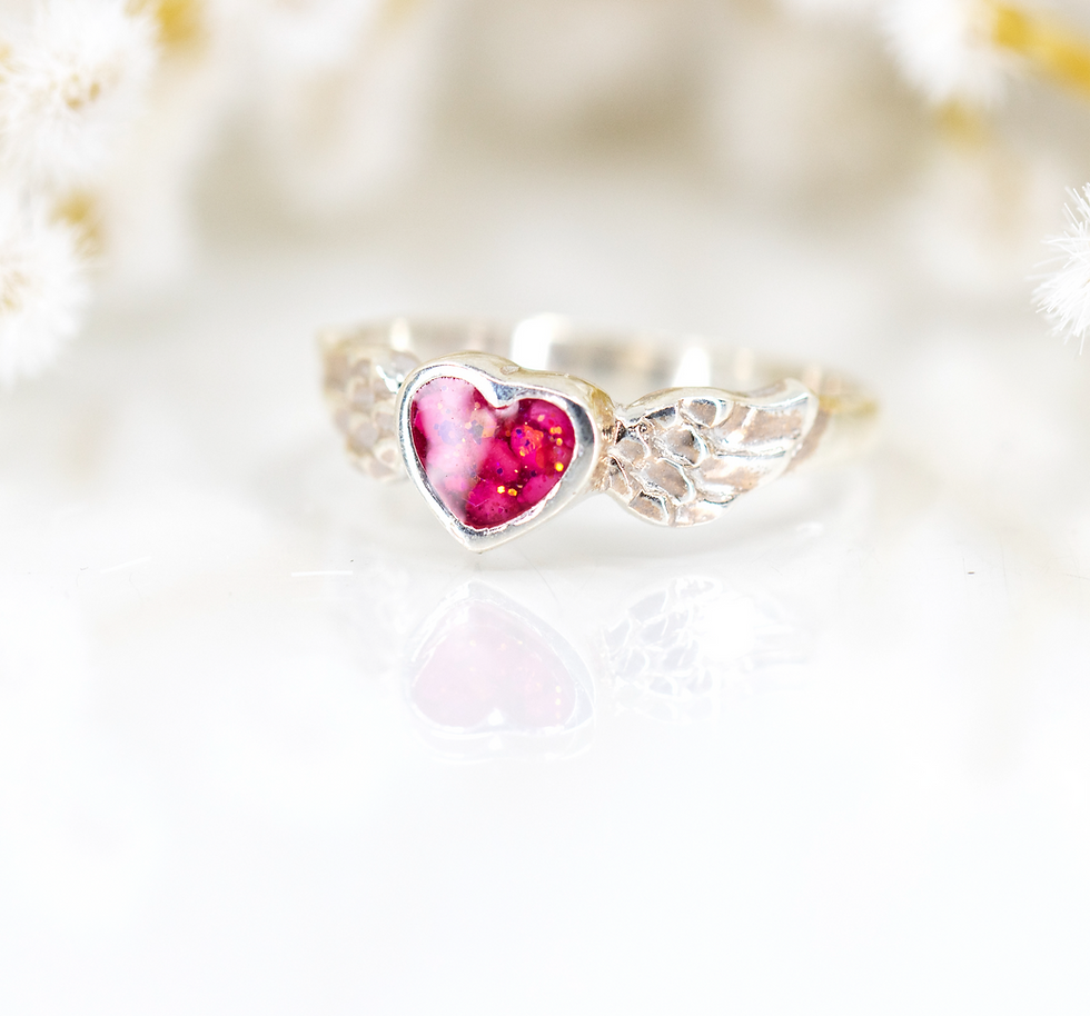 Heart and Angel Wings Ring
