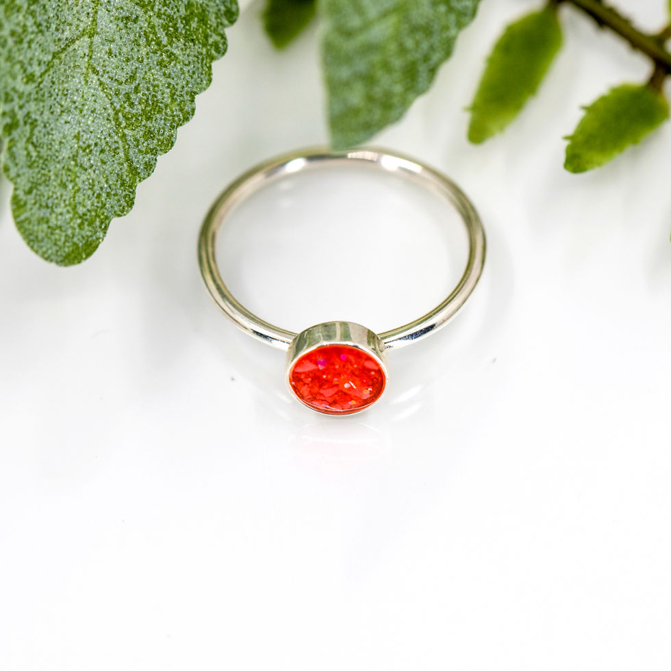 Thumbnail: 6mm Forever Stone Memorial Ring containing cremation Ashes, hair or fur