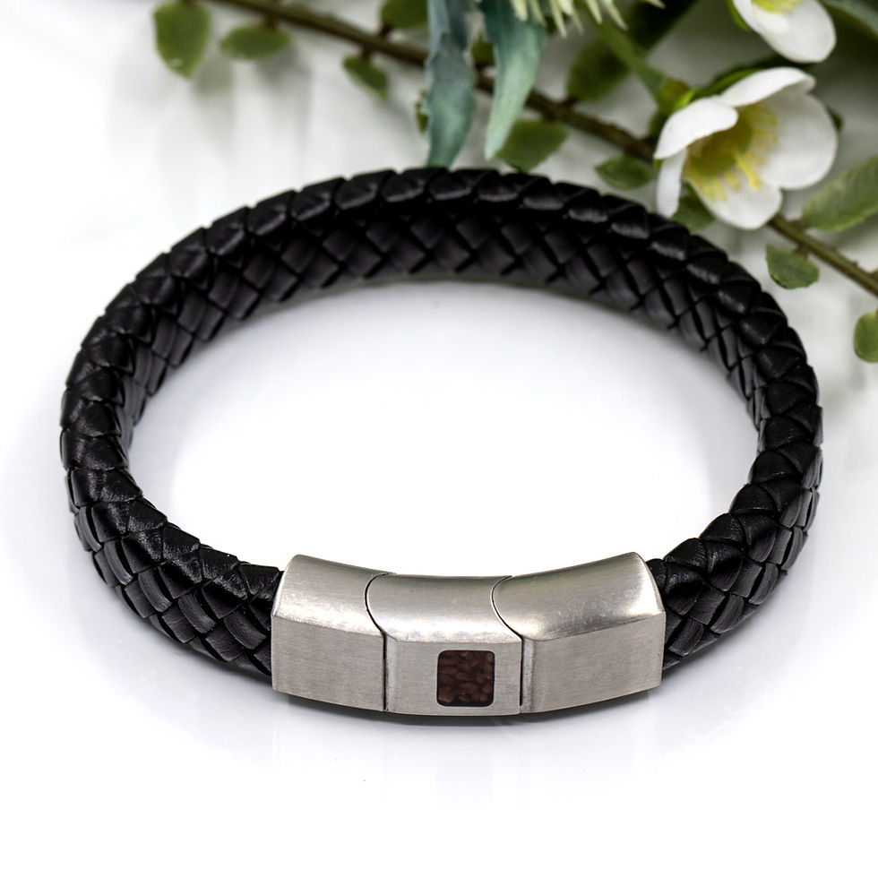 Thumbnail: Leather Bracelet with Cremation Ashes Clasp