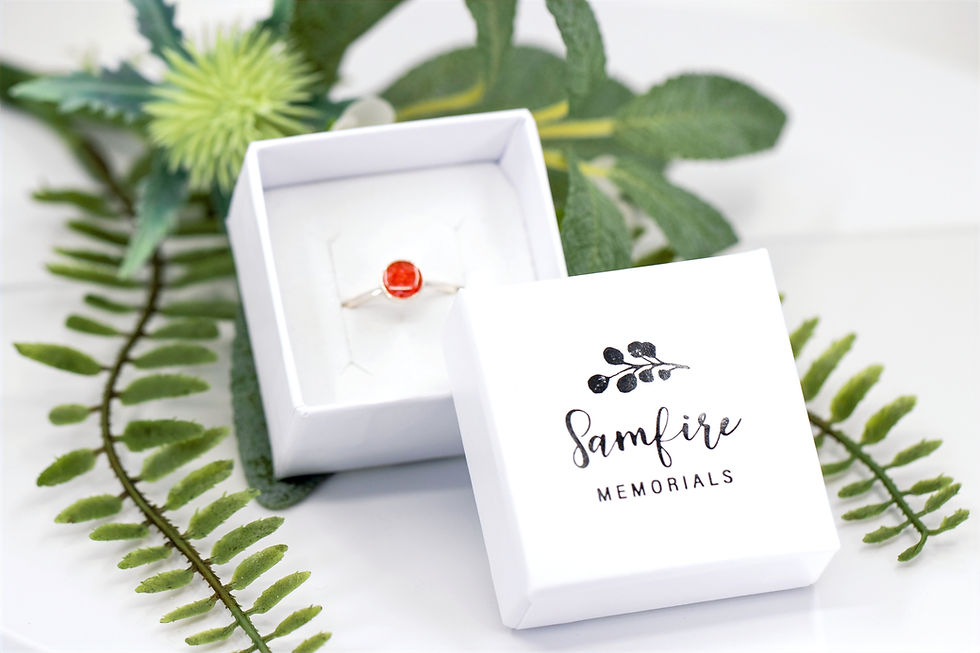 Thumbnail: 6mm Forever Stone Memorial Ring containing cremation Ashes, hair or fur