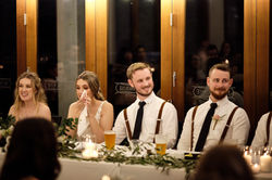 Emotional bride during speeches