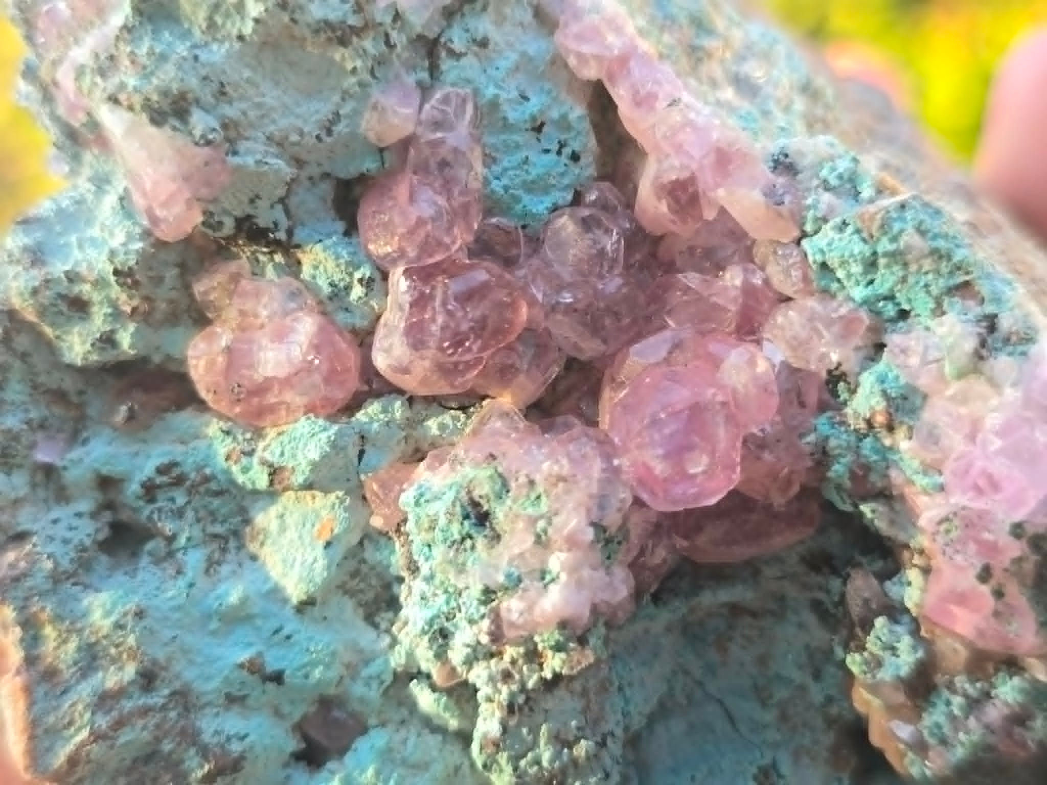 Exceptional Combo: Sky-Blue Chrysocolla & Pink Calcite on Matrix