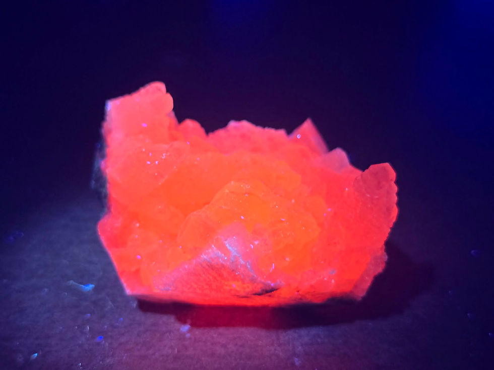Thumbnail: Spectacular UV Reactivity - Feather Pink Mangano Calcite from china