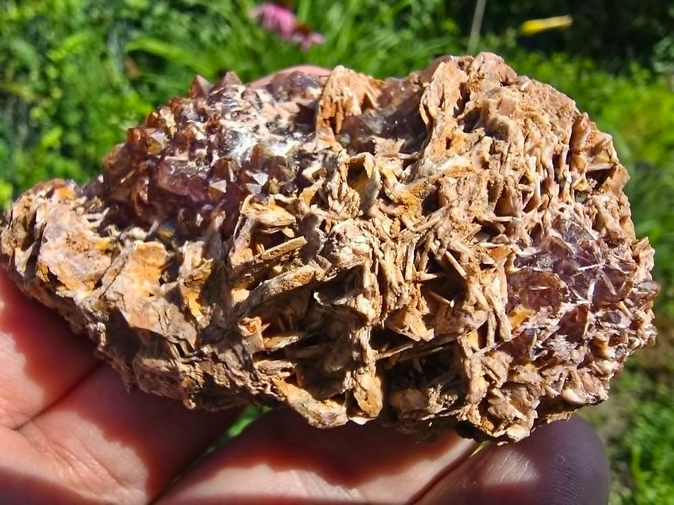 Miniature : Spécimen d'Améthyste Arlequin & Surcroissance de Baryte Lamellaire