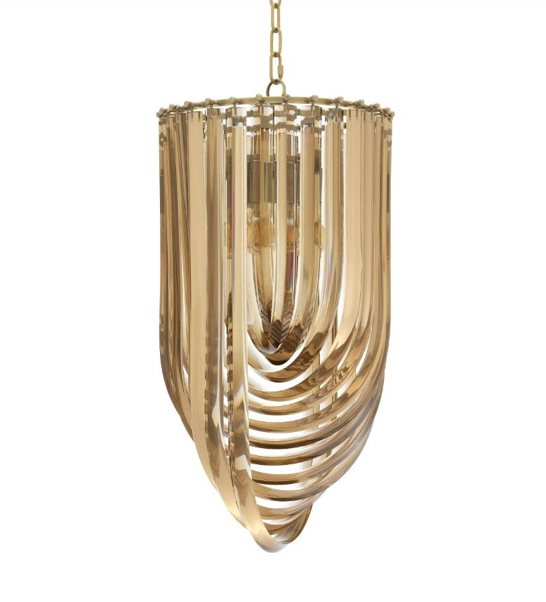 Thumbnail: Murano 35cm Chandelier - Champagne Acrylic & Antique Brass Finish