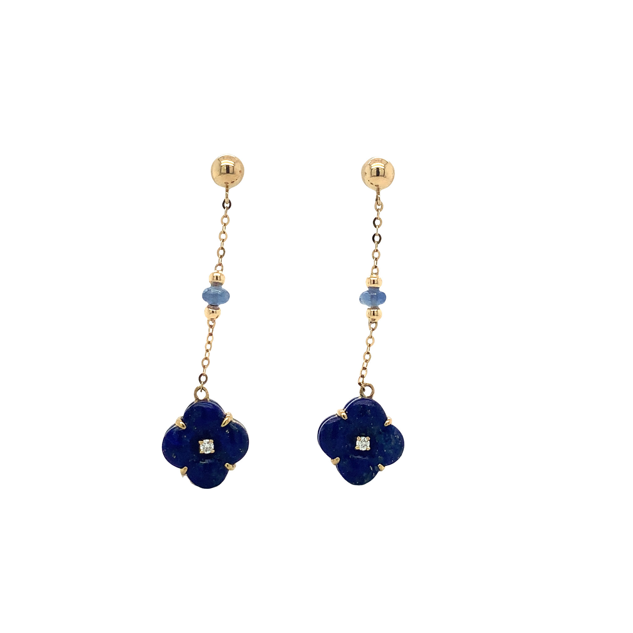 Lapis, Sapphire and Diamond Dangle Earrings