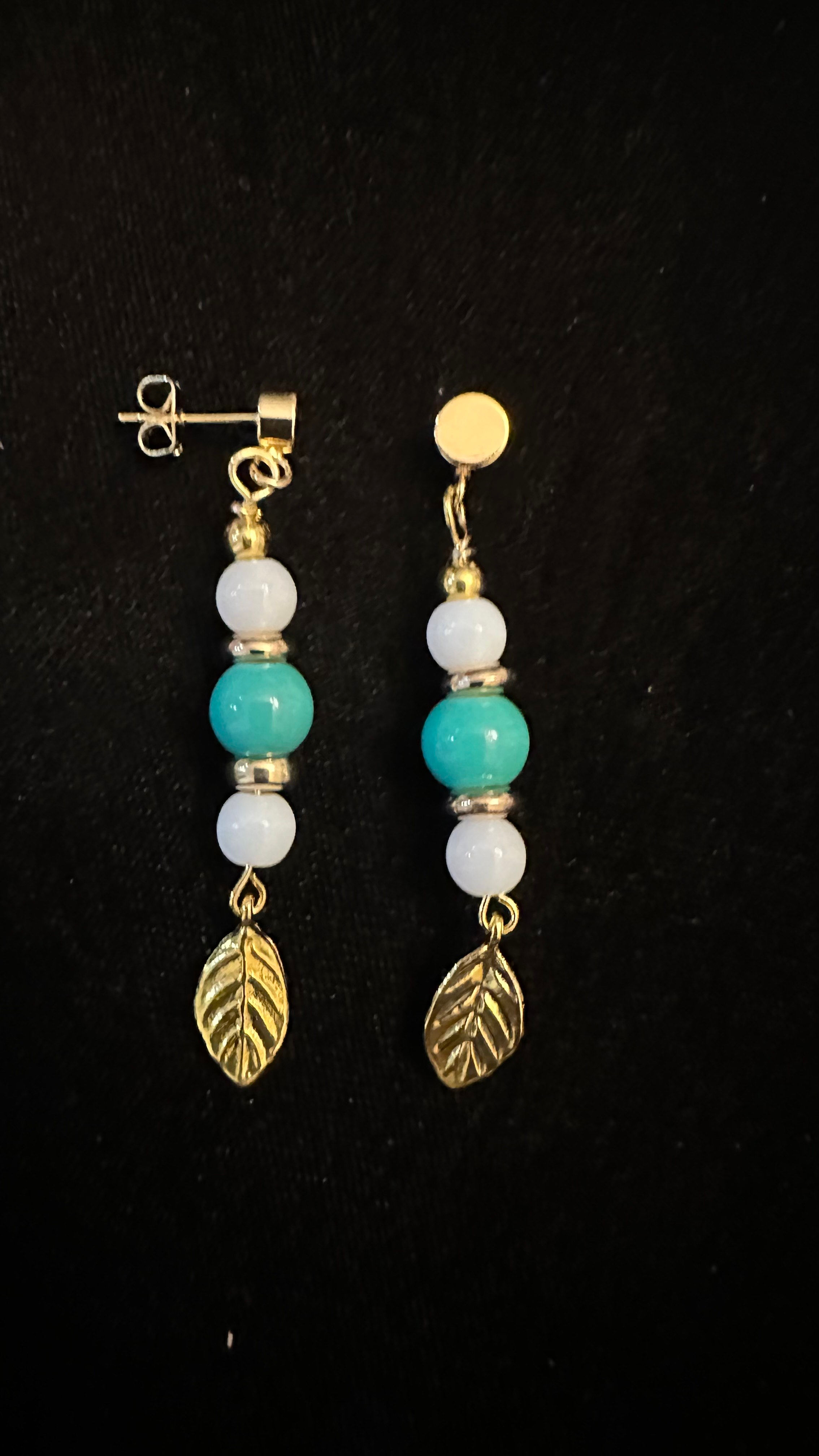 Gold Colored with Turquoise and White Colored Beads