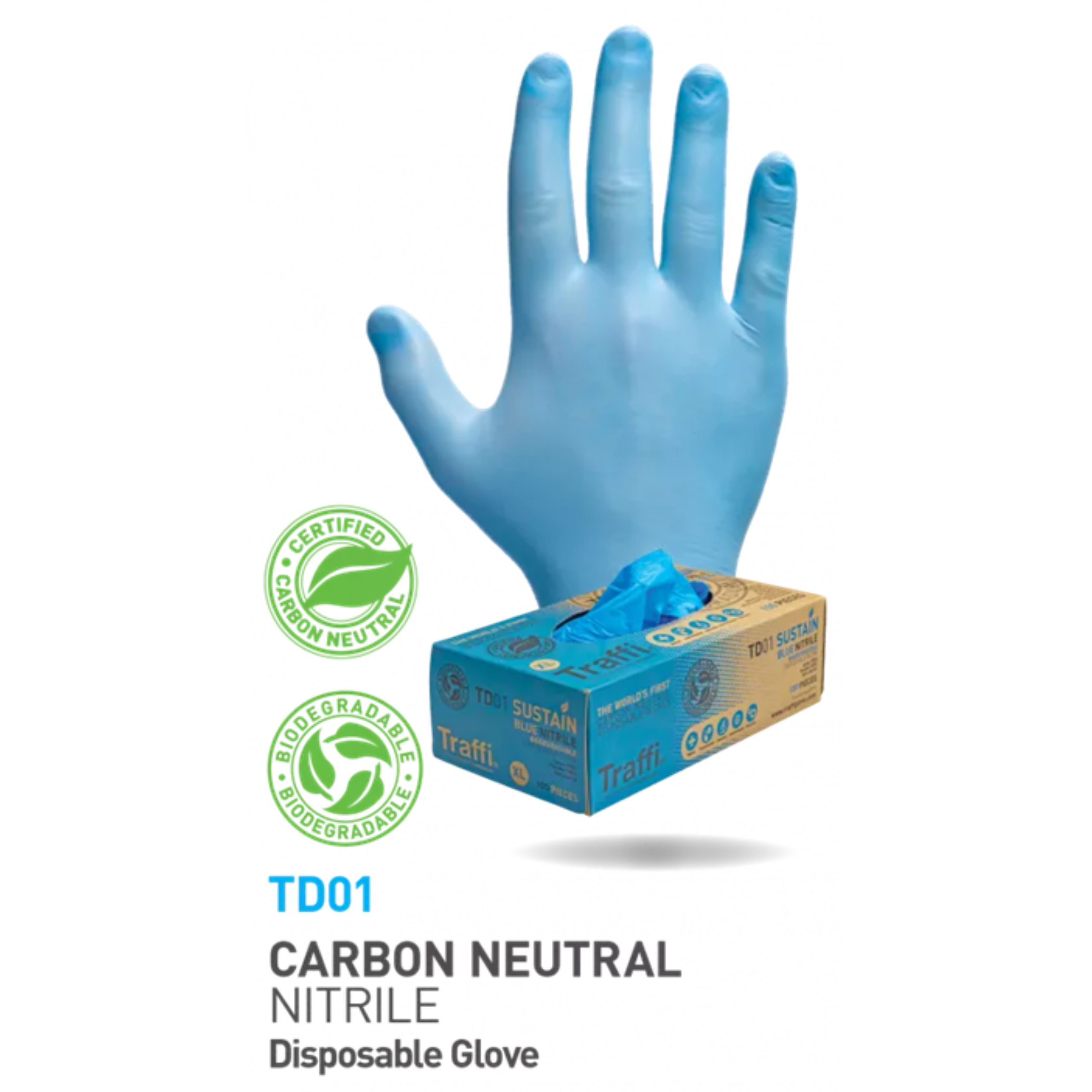 Case of (10 boxes) Disposable Nitrile Gloves | CARBON NEUTRAL AND BIODEGRADABLE