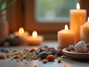 Candles and crystals