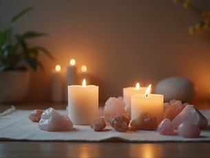 Candles on a mat on the floor
