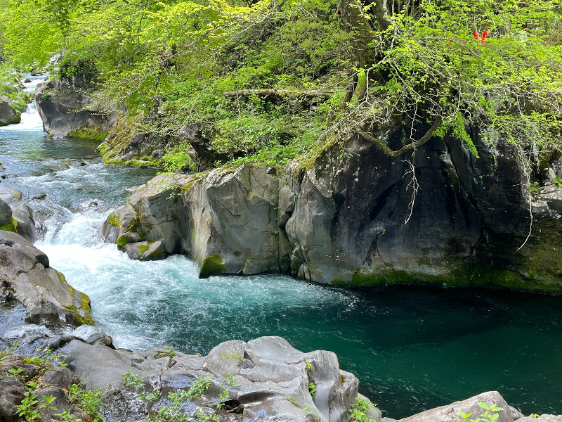 エメラルドグリーンの大谷川