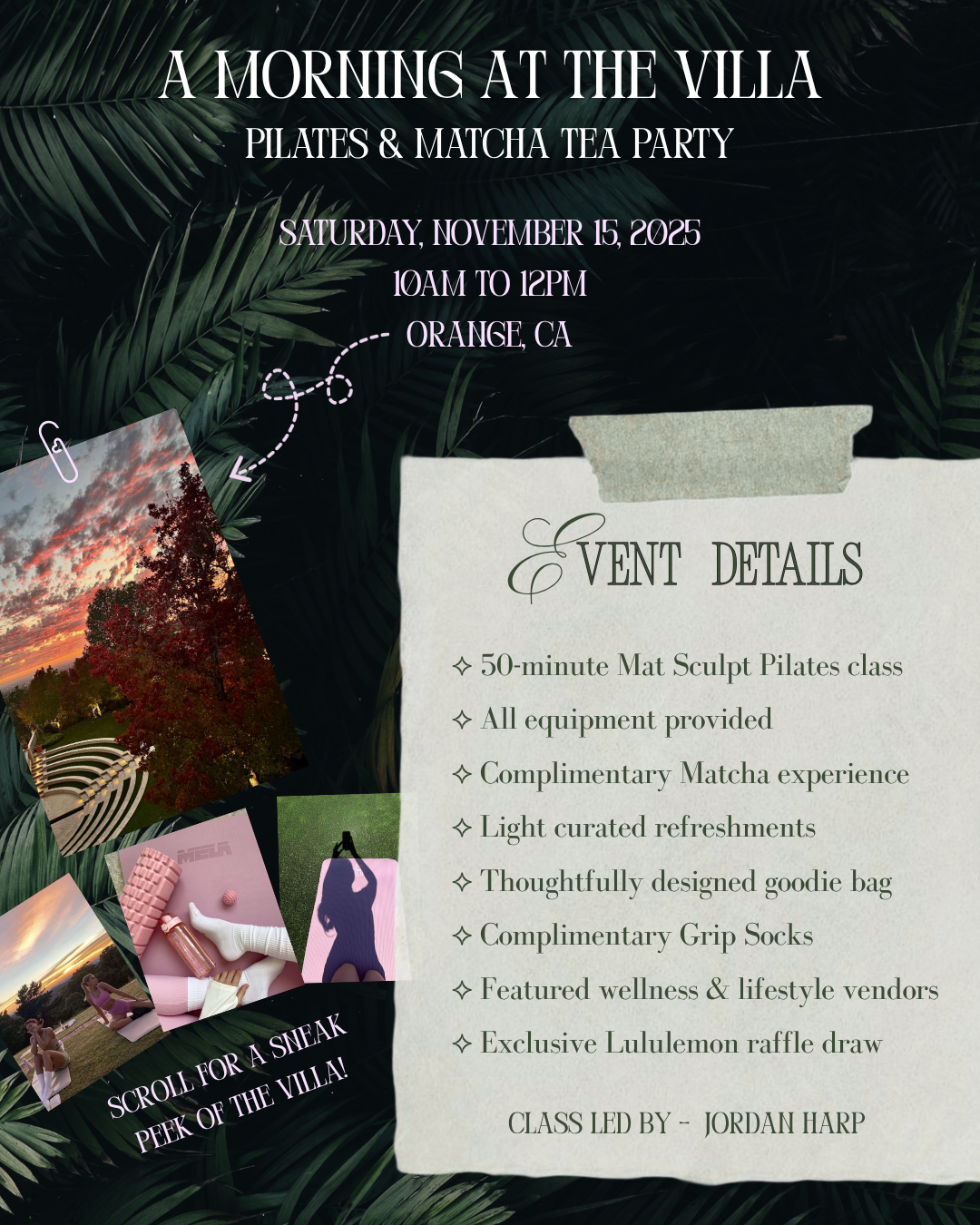 Morning at the Villa - Pilates & Matcha Tea Party