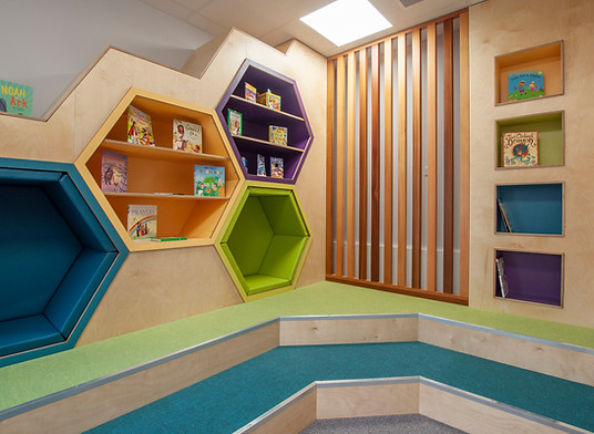 stepped seating area for story time