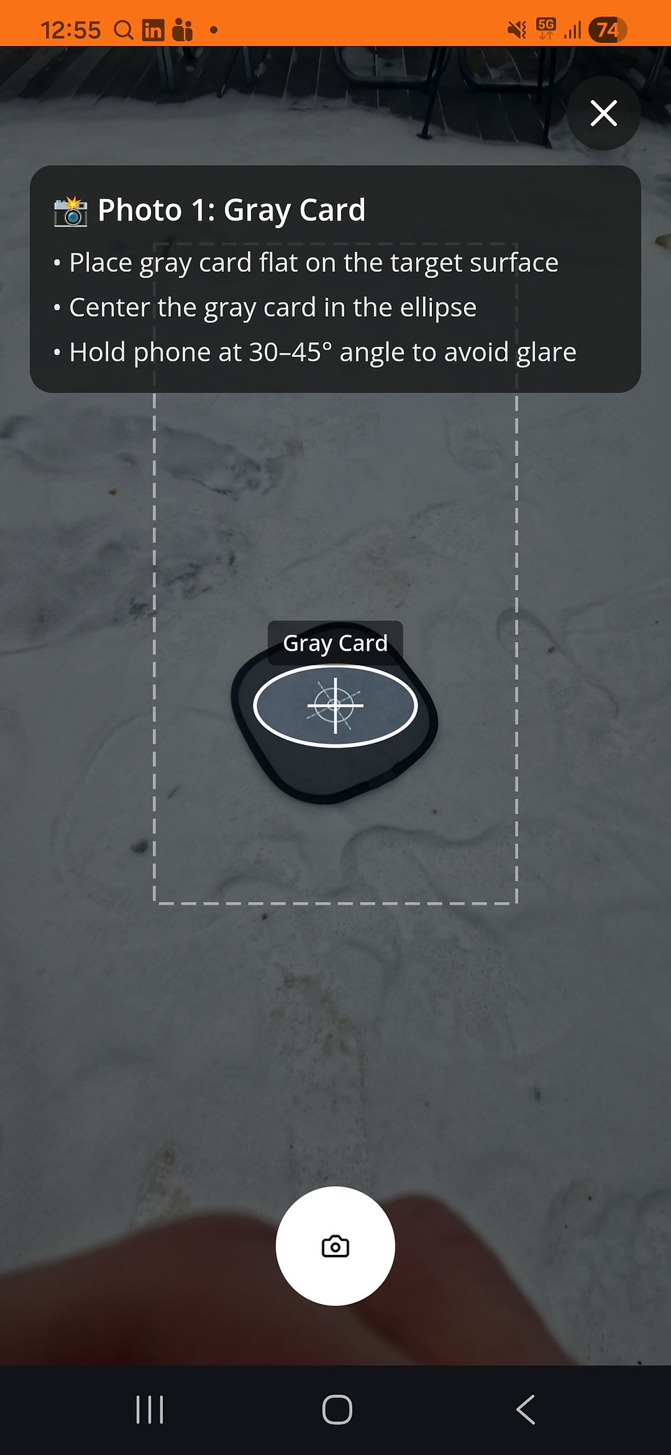 Take picture with and without gray card