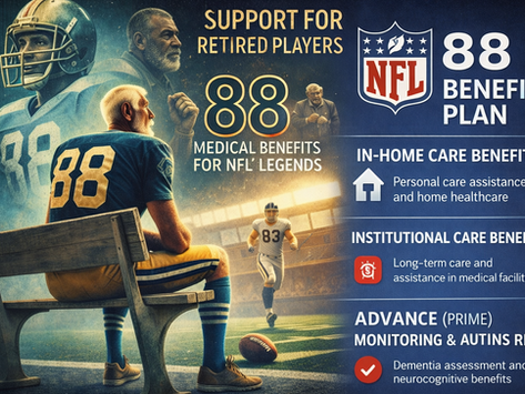Former NFL player receiving medical support, illustrating how the NFL 88 Benefit Plan helps players with dementia and serious neurological health conditions.