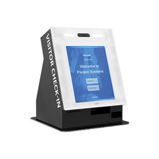 Mercury desktop portrait kiosk for streamlined front desk visitor processing