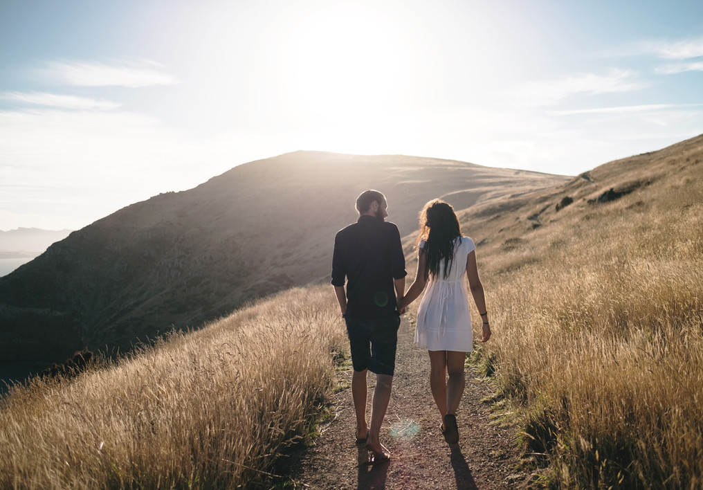 Romantic Walk in Sunset