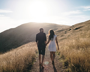 Romantic Walk in Sunset