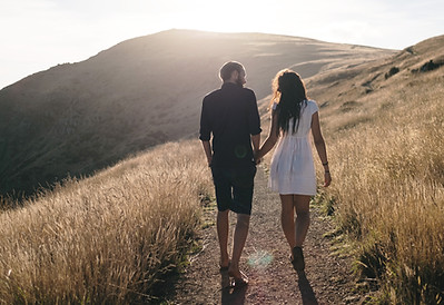 Romantic Walk in Sunset