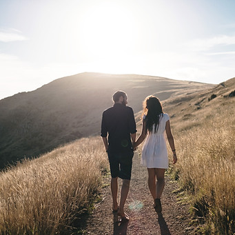Romantic Walk in Sunset