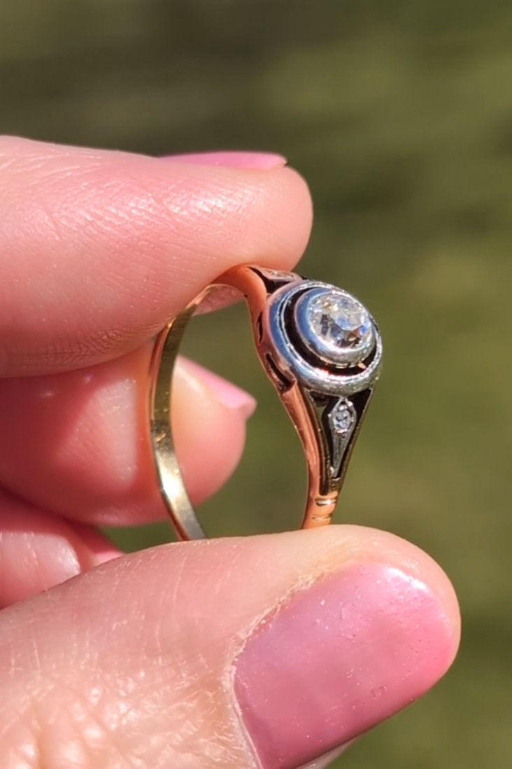 Thumbnail: Antique 0.25 ct Old Cut Diamond Ring