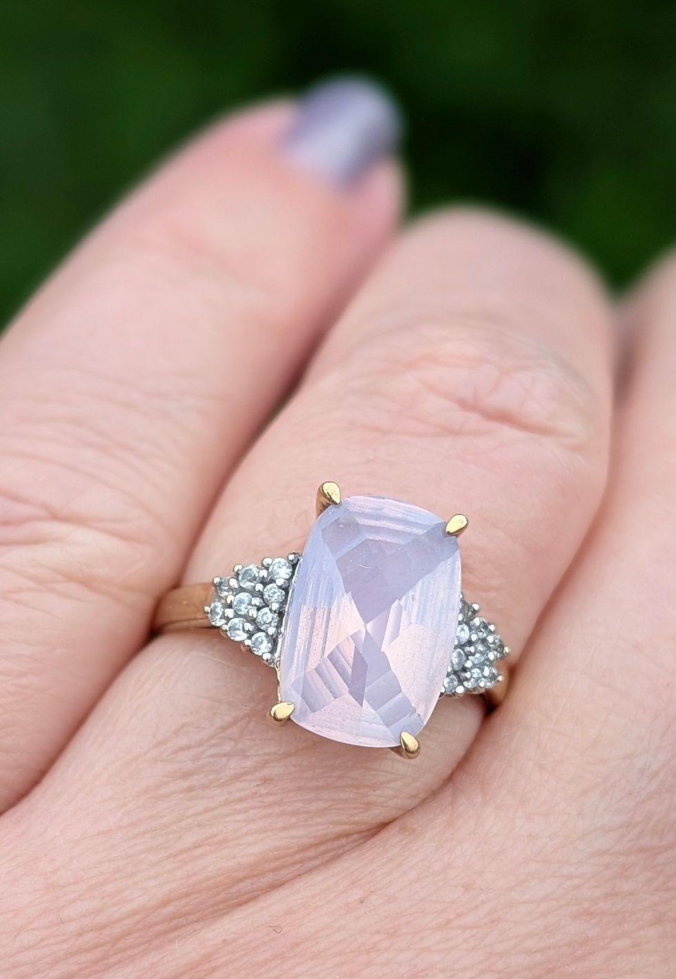 Thumbnail: Contemporary Fancy Cut Rose Quartz 9ct Gold Ring