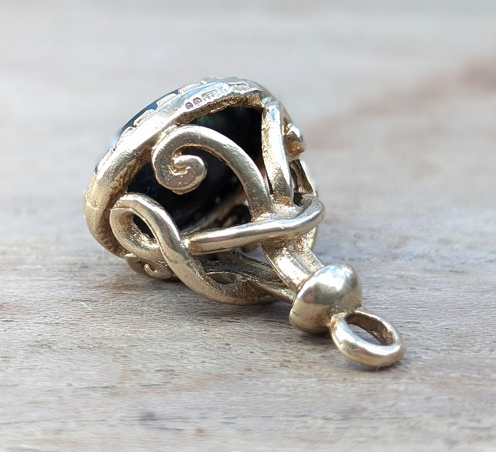 Thumbnail: Vintage Gold & Bloodstone Seal Fob Pendant