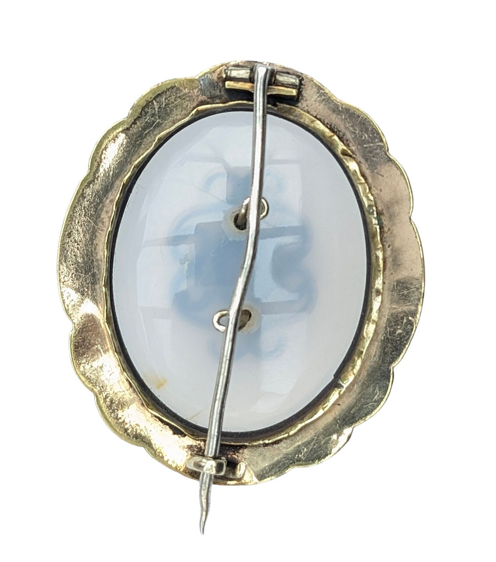 Thumbnail: victorian pinchbeck white chalcedony and garnet brooch
